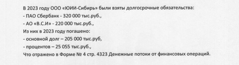 Скриншот из пояснений к бухгалтерской отчетности компании