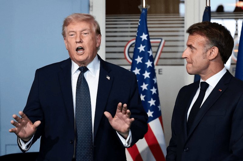 Фото: президент США Дональд Трамп и французский лидер Эммануэль Макрон на пресс-конференции, Франция, 15 июня 2026 года / REUTERS